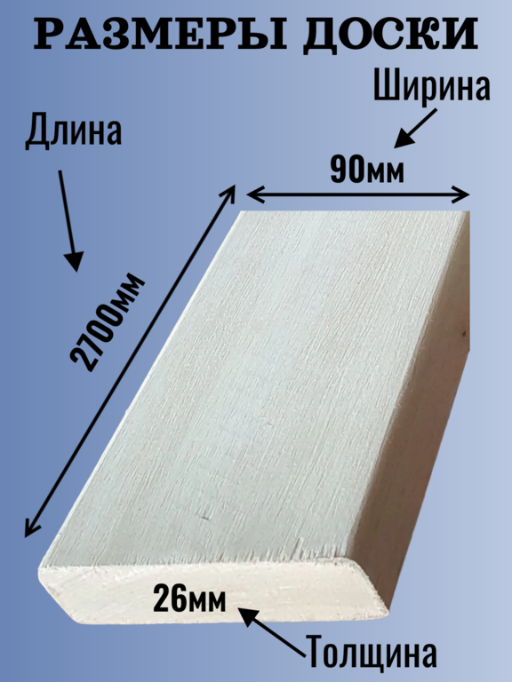 Доска на полок липа Экстра 26мм/90мм/2,7м